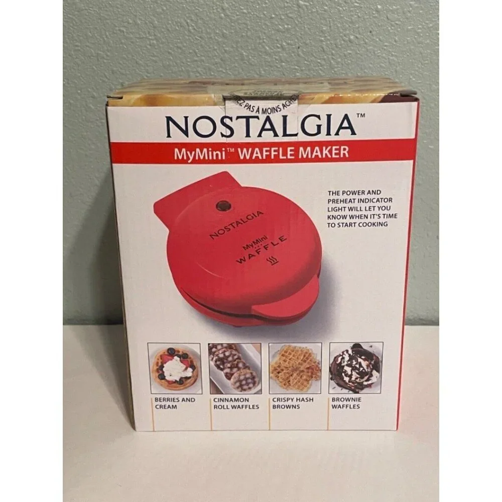 Nostalgia My Mini Personal Multi Purpose Waffle Maker 5" Electric Red New x2 - Picture 3 of 7